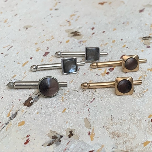 Group Lot Formal Vintage SWANK Shirt Studs sets groom prom tux Silver Gold - Picture 1 of 7